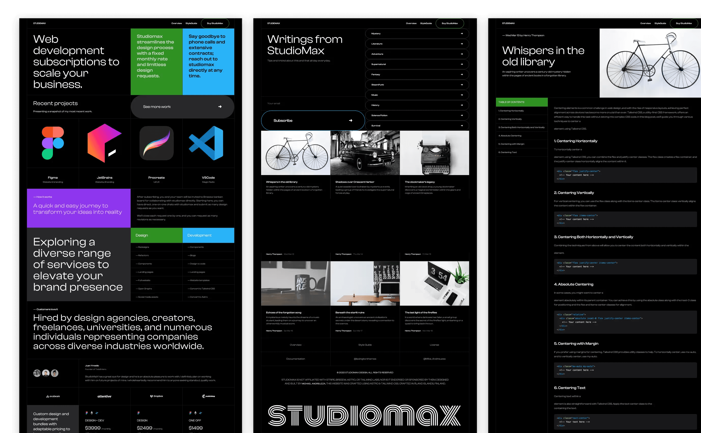 Studiomax – A Vibrant, Dark-Themed Template for Creative Agencies