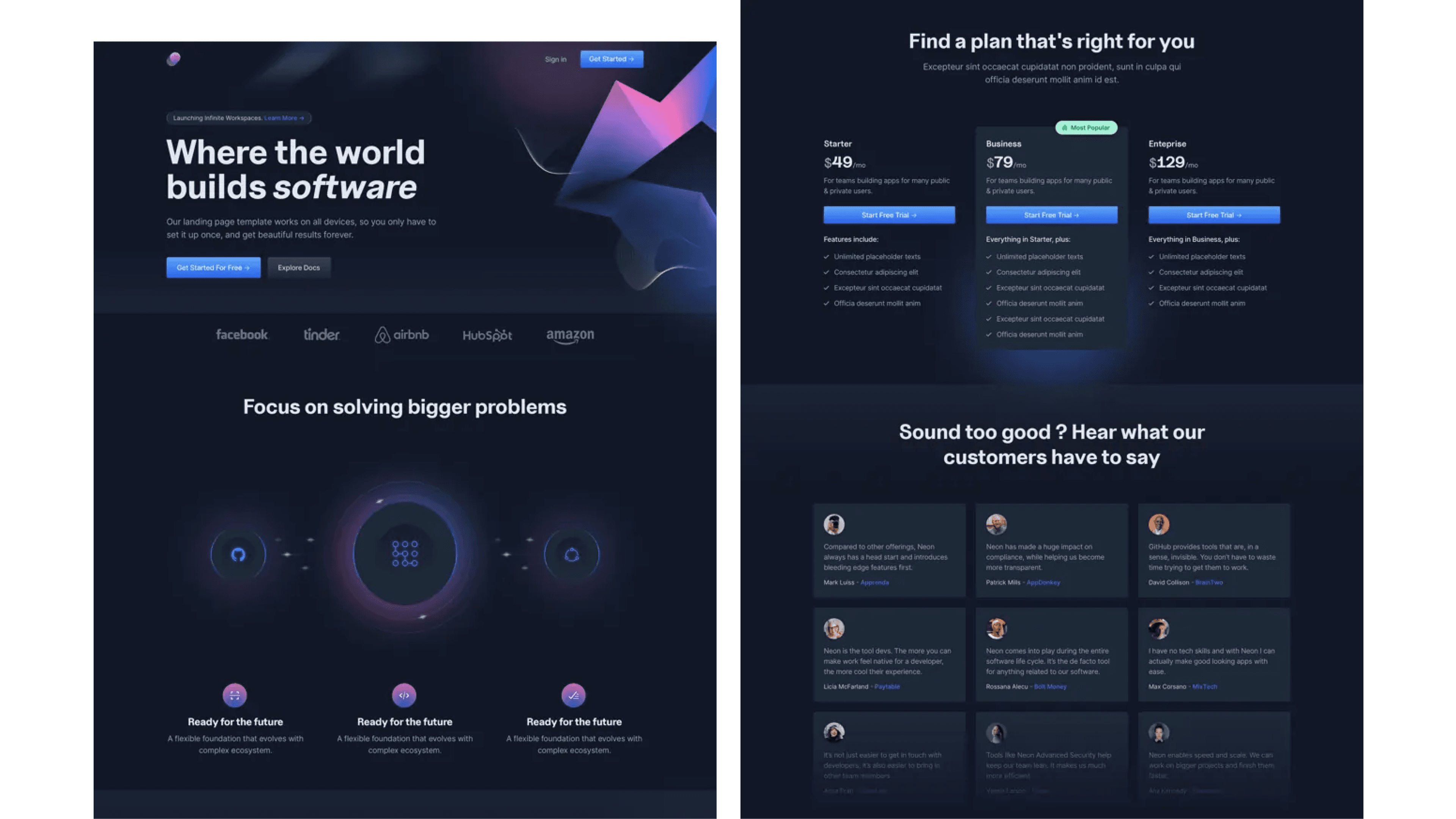 Neon – Captivating Landing Page Template for Startups and Tech Ventures