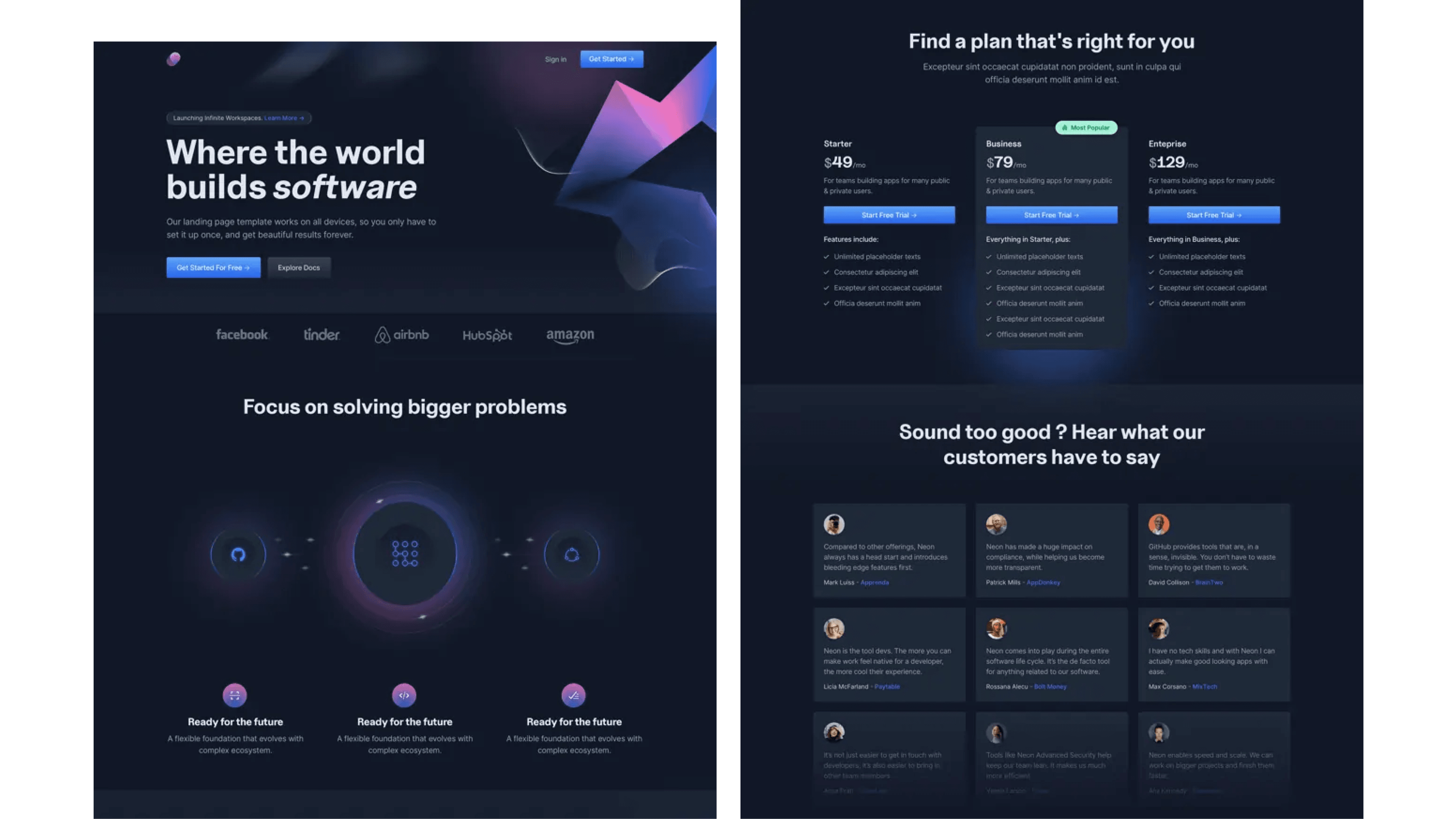 Neon – Captivating Landing Page Template for Startups and Tech Ventures