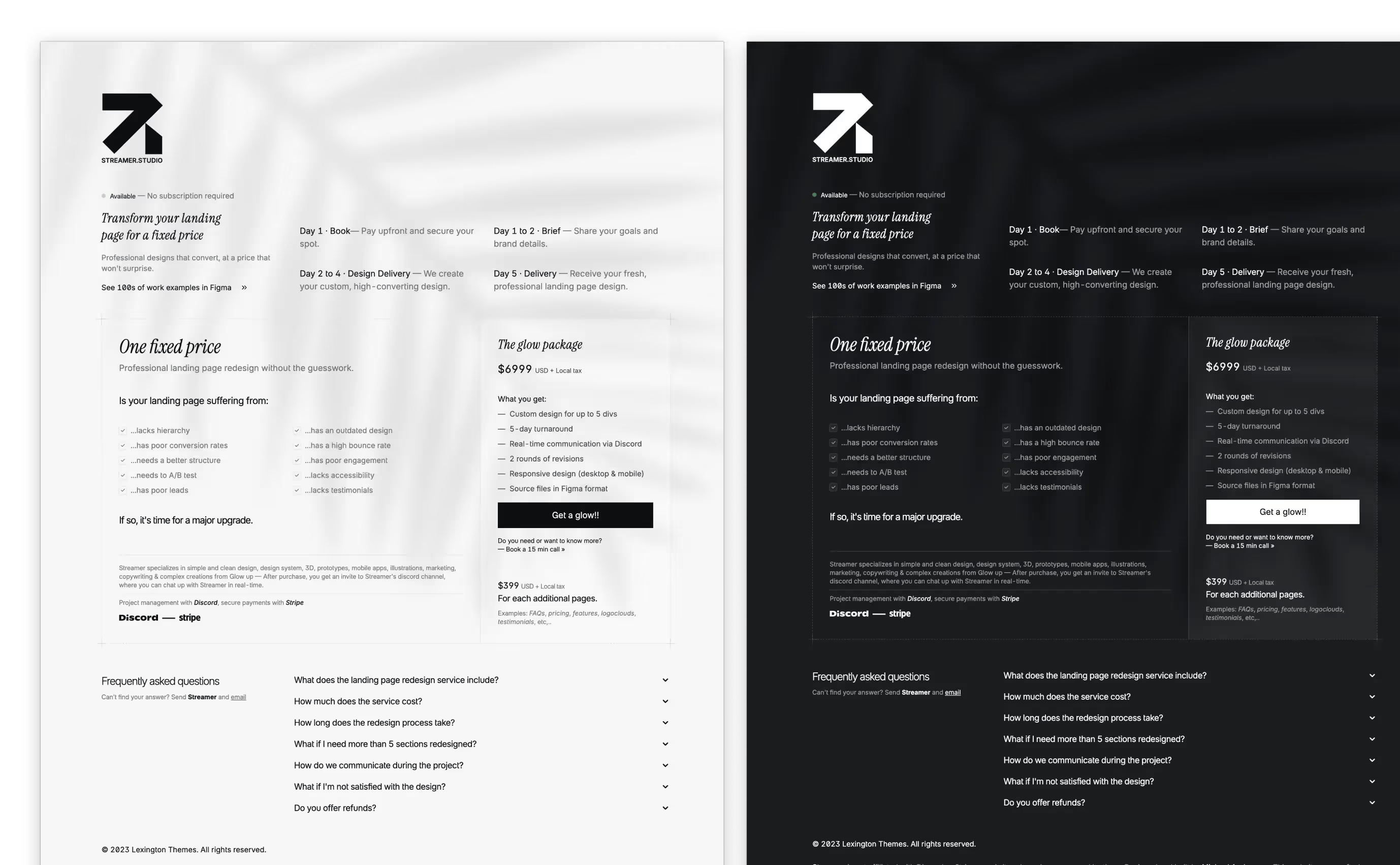 Streamer – Modern Studio One-Page Template