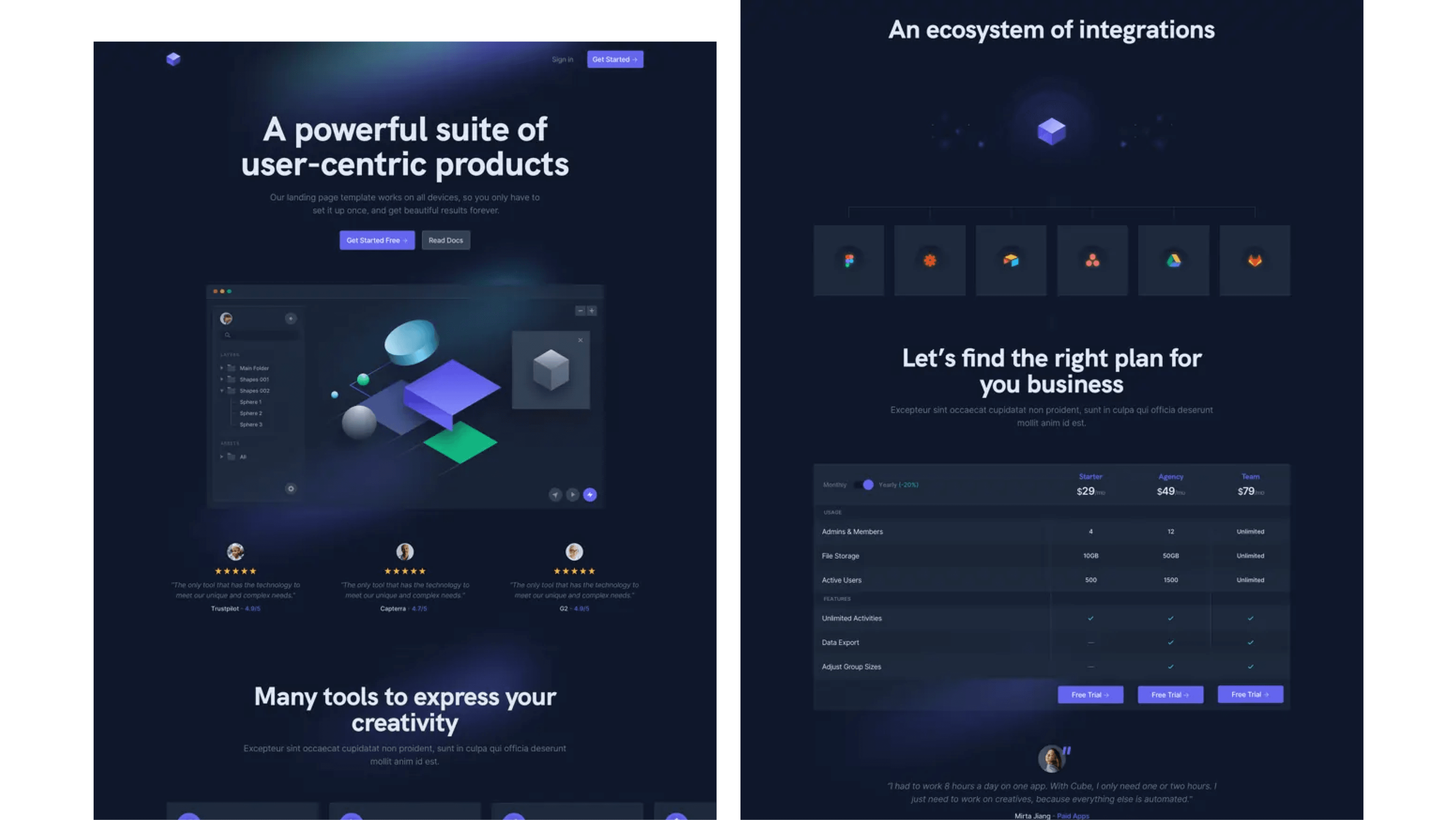 Cube – Modern Landing Page Template for Software and SaaS