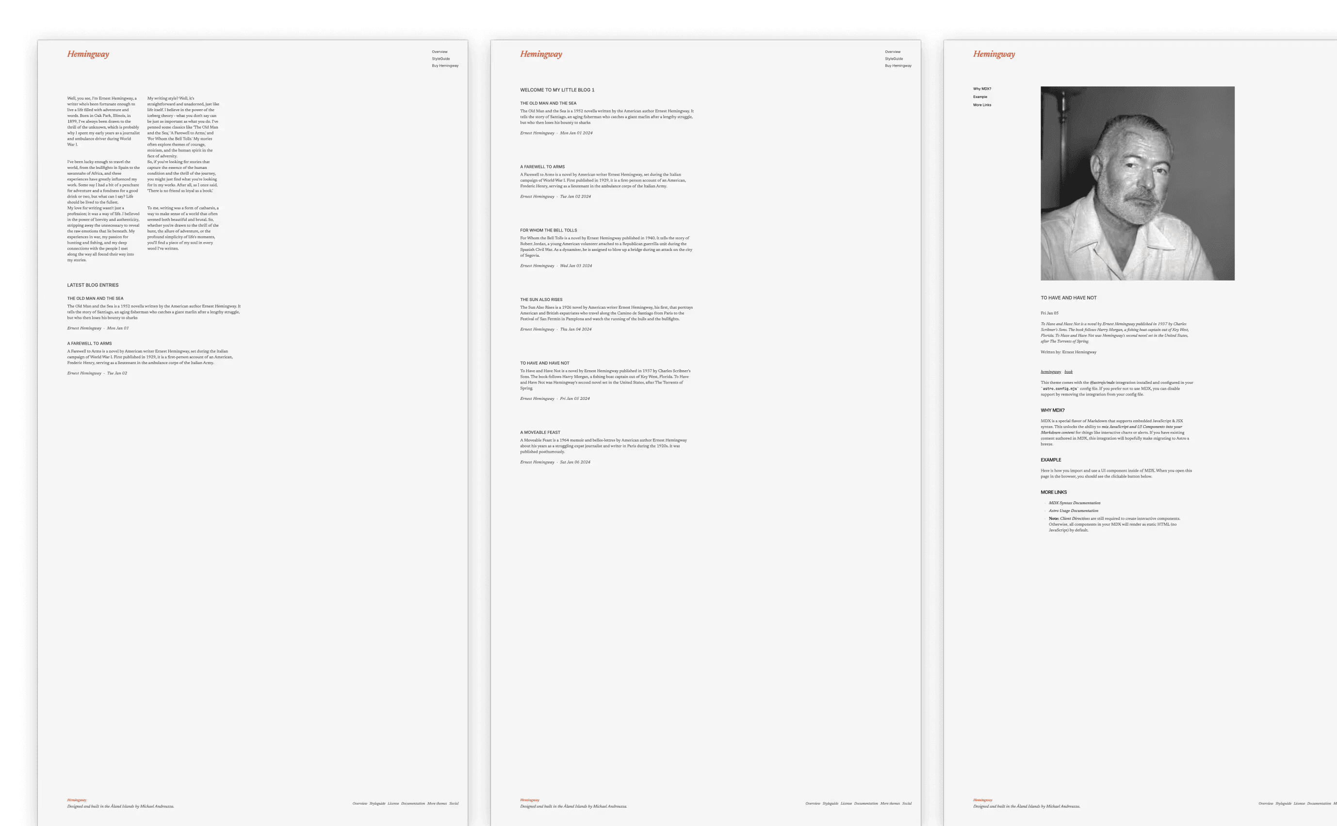 Hemingway – Elegant Literary and Blog Website Template